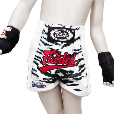 Fairtex Boxing Shorts for Kids - BSK2103 "White Tiger"