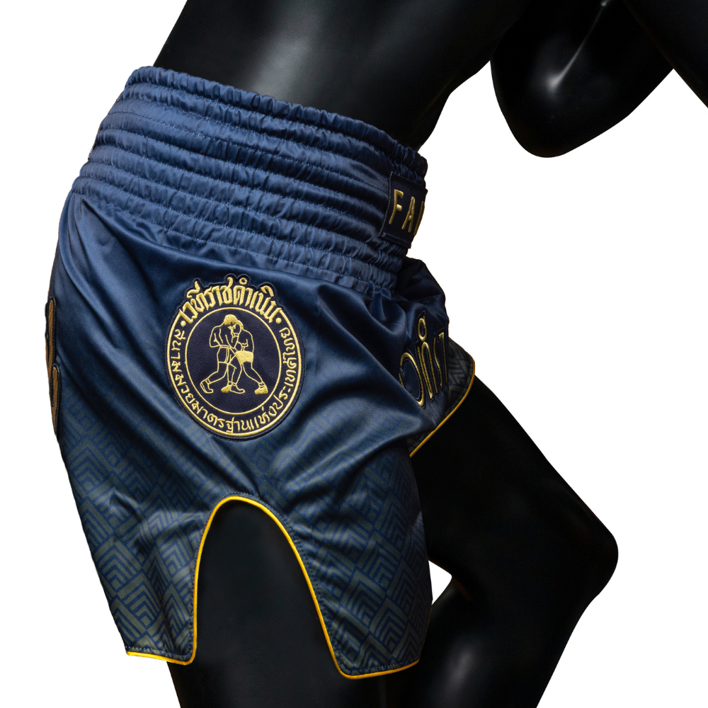 Fairtex x Rajadamnern Muay Thai Shorts - Navy Blue/Gold BS-RAJ03