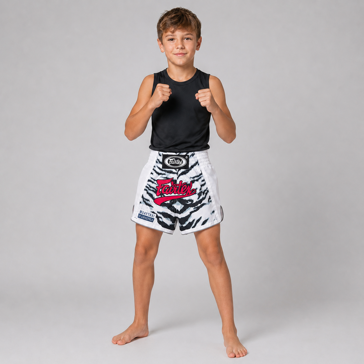 Fairtex Kids Muay Thai Shorts White Tiger BSK2103