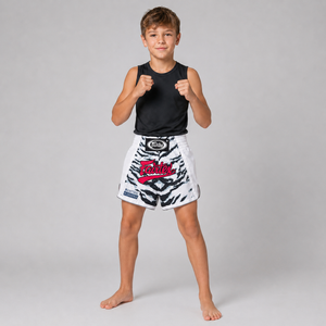 Fairtex Kids Muay Thai Shorts White Tiger BSK2103