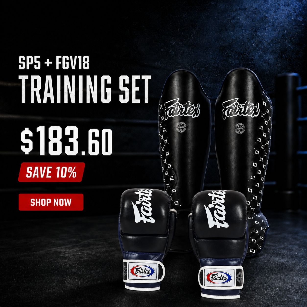 Fairtex Training Bundle Shin Guards SP5 + MMA Grappling Gloves FGV18